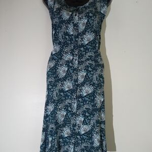 Women’s Teal Floral Sleeveless Button-Front Dress